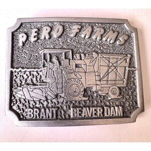 PERO FARMS BRANT BEAVER DAM 1970 PEWTER‎ AGRICULTURE BUCKLE